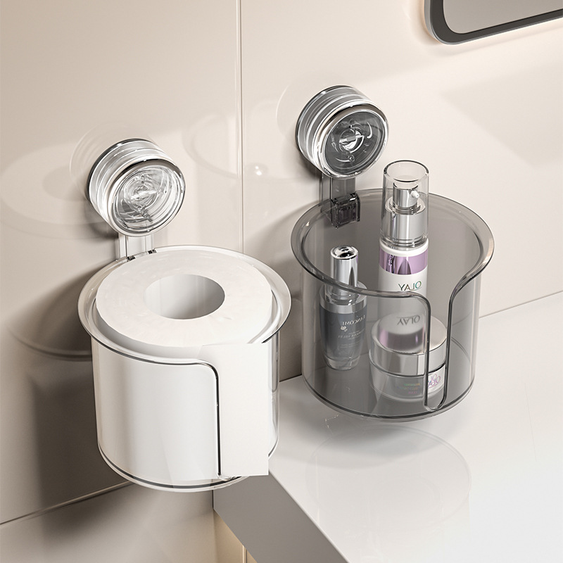 Caja de pañuelos de ventosa Caja de papel higiénico para baño Caja de papel higiénico de pared sin perforación Soporte de rollo de papel de baño Caja de almacenamiento de papel de succión de inodoro