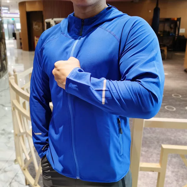 Sports Jacket Men's Hoodie Spring and Summer Four-Way Stretch Running Fitness Cycling Quick-Drying Clothing Women's Windproof Jacket Training Clothes
