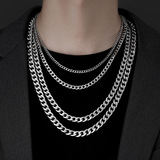 Men's Trendy Brand All-match Necklace American Style Men's Collarbone Chain Men's Chain Accessories Titanium Steel Cuban Chain