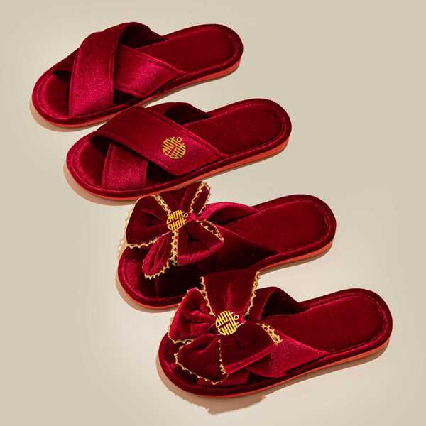 Festive red slippers
