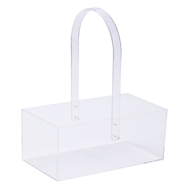Flor transparente de alta caja de regalo portátil cesta de flores Día de San Valentín ramo de flores arreglo caja de acrílico caja portátil