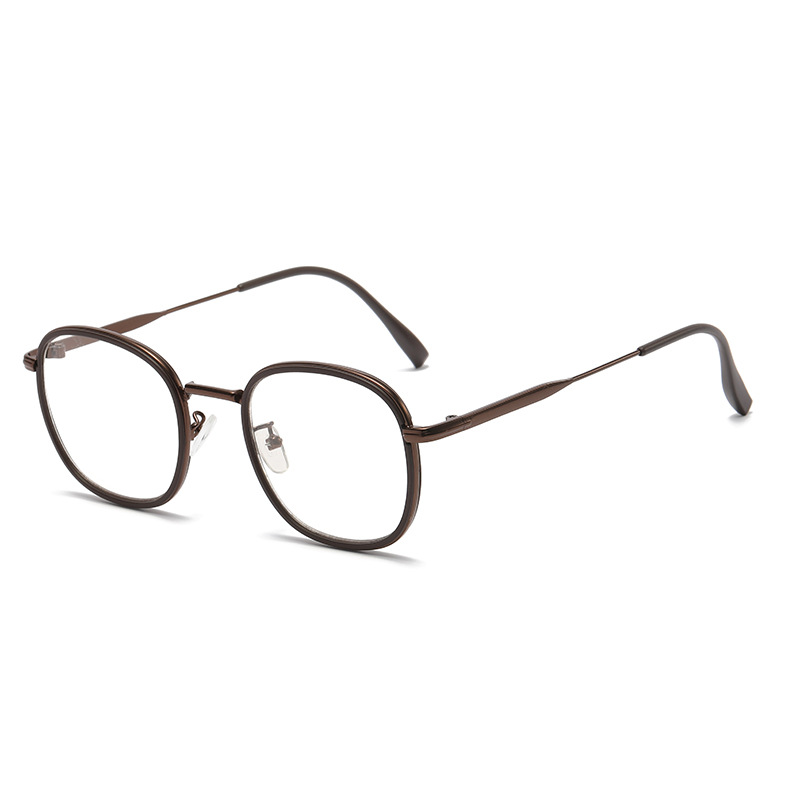 Monturas de gafas fotocromáticas anti-luz azul, color castaño, de alta gama, estilo estudiantil, con acabado para lentes graduadas.