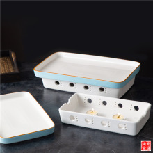 创意保温餐具鱼盘热菜煲小火锅 陶瓷酒精干锅炉批发 蜡烛加热明炉