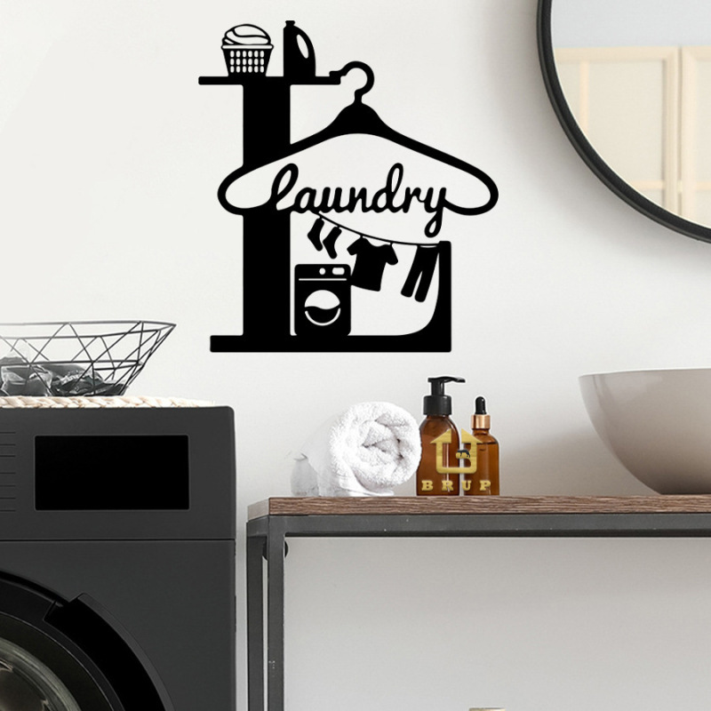 Br3987C Personalized Creative Clothes Hanger Washing Machine Silhouette Self-Adhesive Wall Sticker Laundry Room Wall Balcony Decoration Sticker Br3987C Personalized Creative Clothes Hanger Washing Machine Silhouette Self-Adhesive Wall Sticker Laundry Room Wall Balcony Decoration Sticker