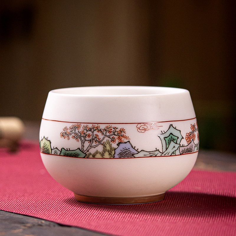 Ganador de gran cabra de jade de porcelana kung fu taza de té de cerámica maestro de esmalte de color taza de oro taza de té de inscripción de Dehua