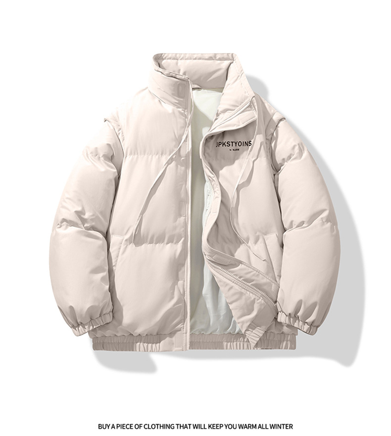 Kurze Pufferjacke für Herrenbekleidung für Paare – Warmer Wintermantel mit Reißverschluss und Stehkragen (Schwarz, Beige, Olivgrün, Lila) | Lockere Passform im Unisex-Stil_voghion.com