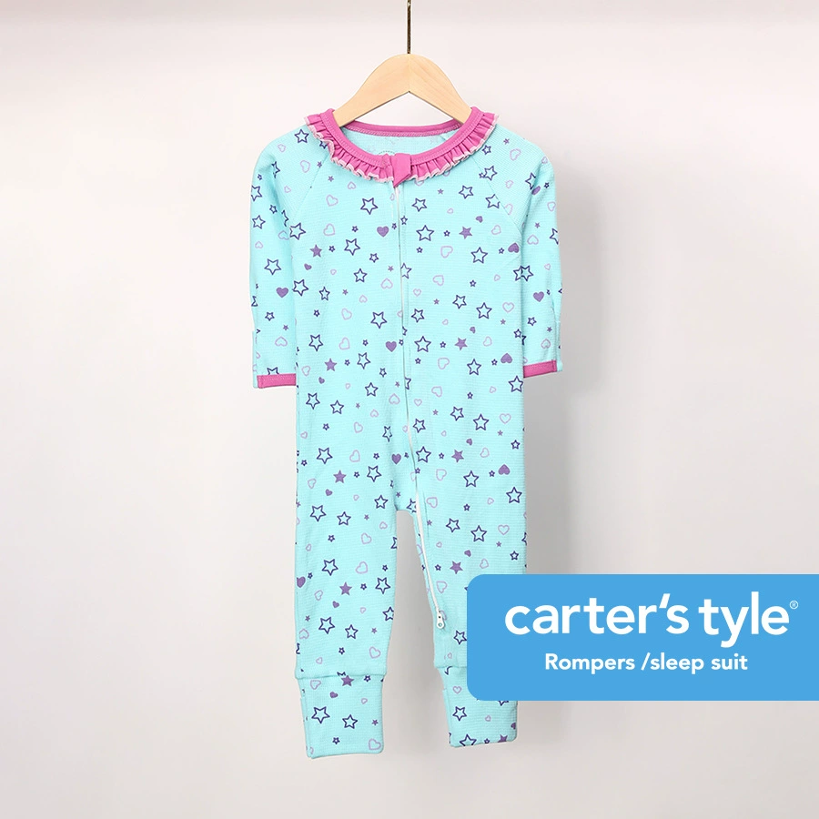 Стиль Carter's молния хлопковый утепленный снизу без ножек двухсторонний комбинезон для детей, рукава для ползания, домашняя одежда
