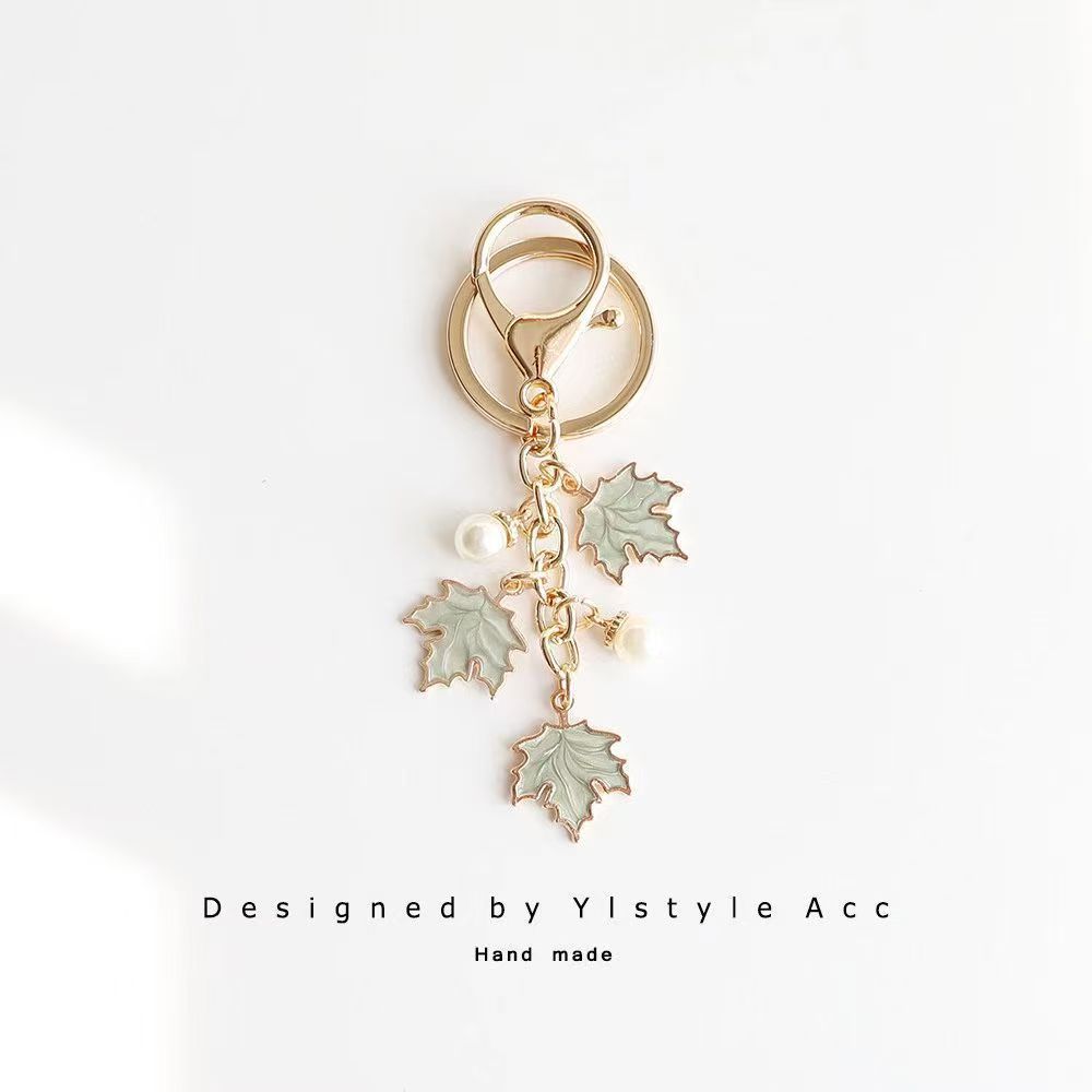 Fresh maple leaf, creative keychain, trend metal backpack accessory, Birthday gift