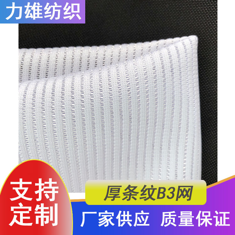 厂家供应经编条纹网布座椅靠背箱包鞋材用料厚条纹B3网