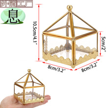 15215包邮房子复古透明玻璃小首饰盒迷你玻璃珠宝盒工厂直销