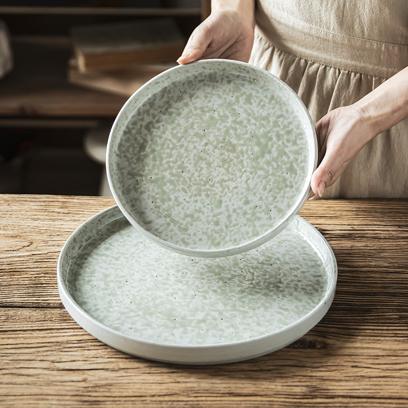 Platos de cerámica en relieve retro de alto valor de cara de filete casero, plato de pasta, plato de fruta práctico, plato de postre