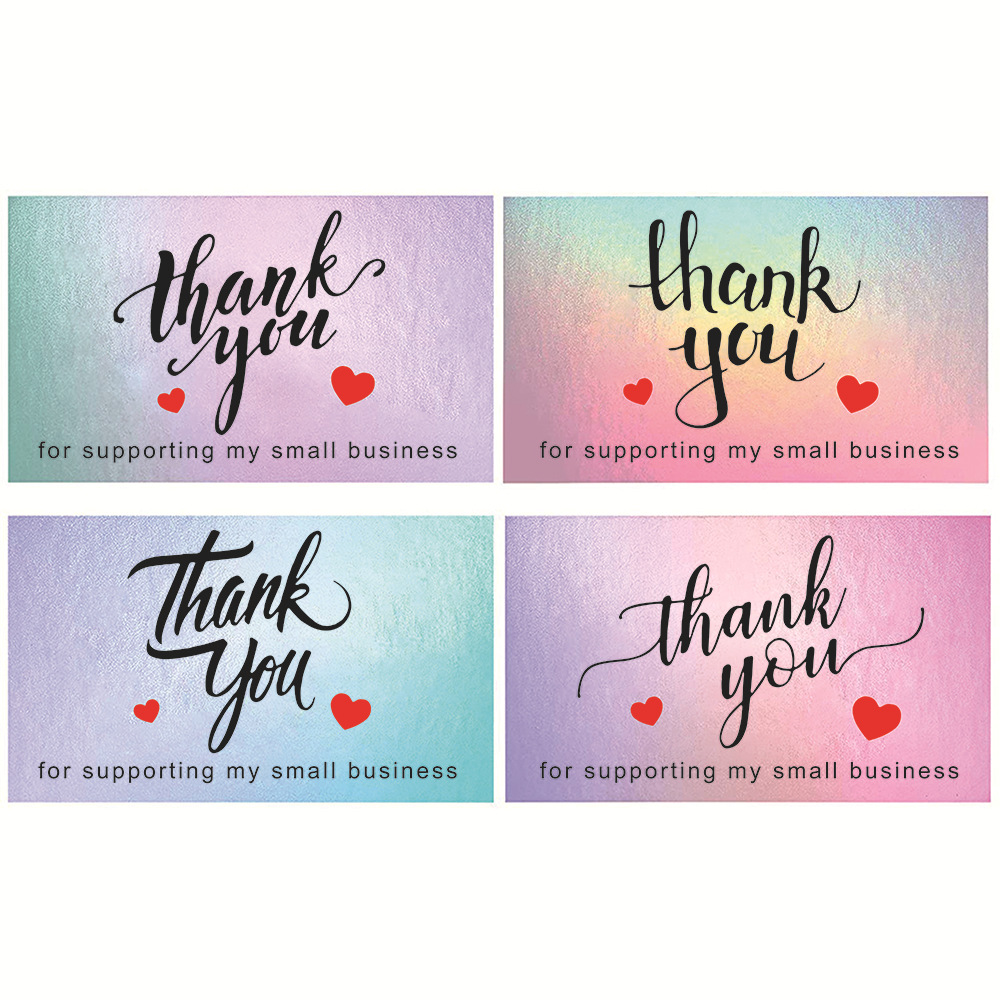 50 cards per pack 5*9 cm Thank you for supporting my small business Laser Thank You Cards