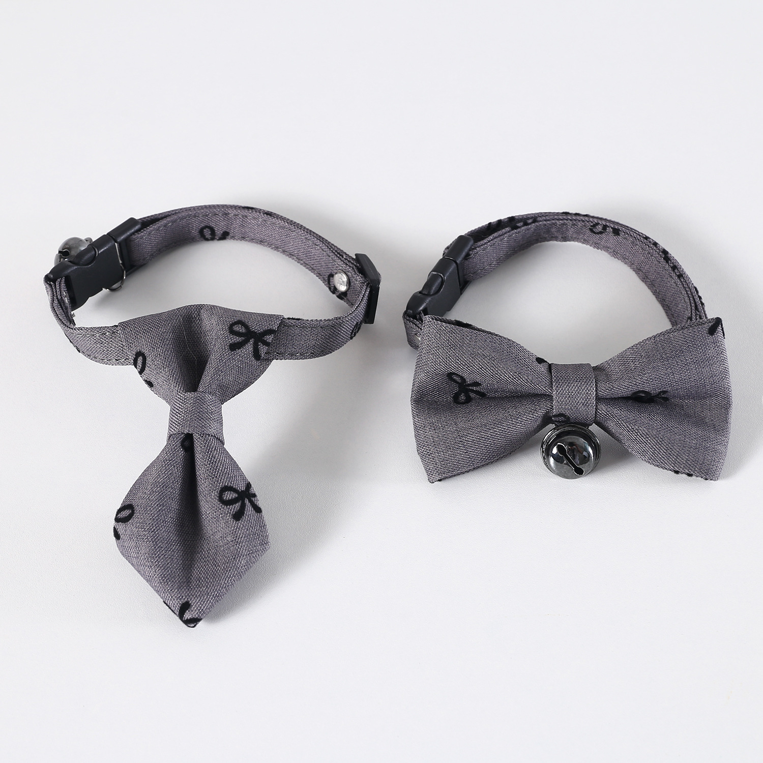 Collar de arco para mascotas gris rosa corbata ajustable collar de mascotas pequeño y medio impresa corbata de caballero de estilo británico