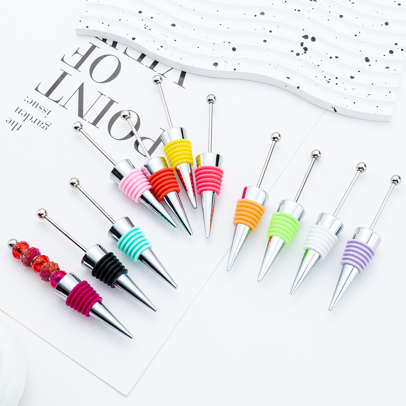 Transfronterizo DIY cuentas tapones de vino tapones de vino tapones de champán tapones de silicona tapones de aleación de vino al por mayor