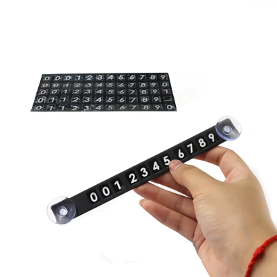 Simple aluminum alloy temporary parking number plate simple fashion moving license plate exquisite three-dimensional suction cup car transfer card (Nömrəli dayanma kartı) - black-1-piece-with-number-sticker-version