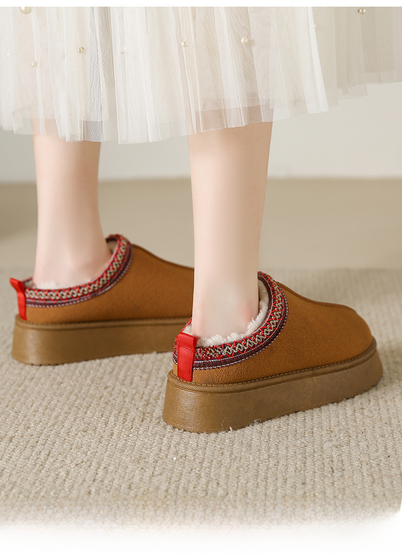 Winter new cashmere warm thick bottom heelless Baotuo hair half slipper cotton shoes_voghion.com