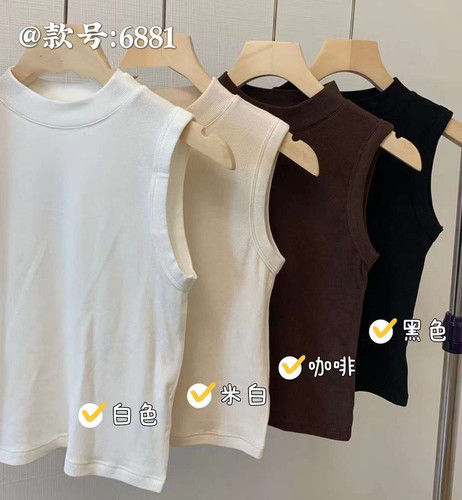 New autumn and winter brushed warm sleeveless bottoming half turtleneck vest for women with slim fit inside and threaded bottoming shirt for outer wear