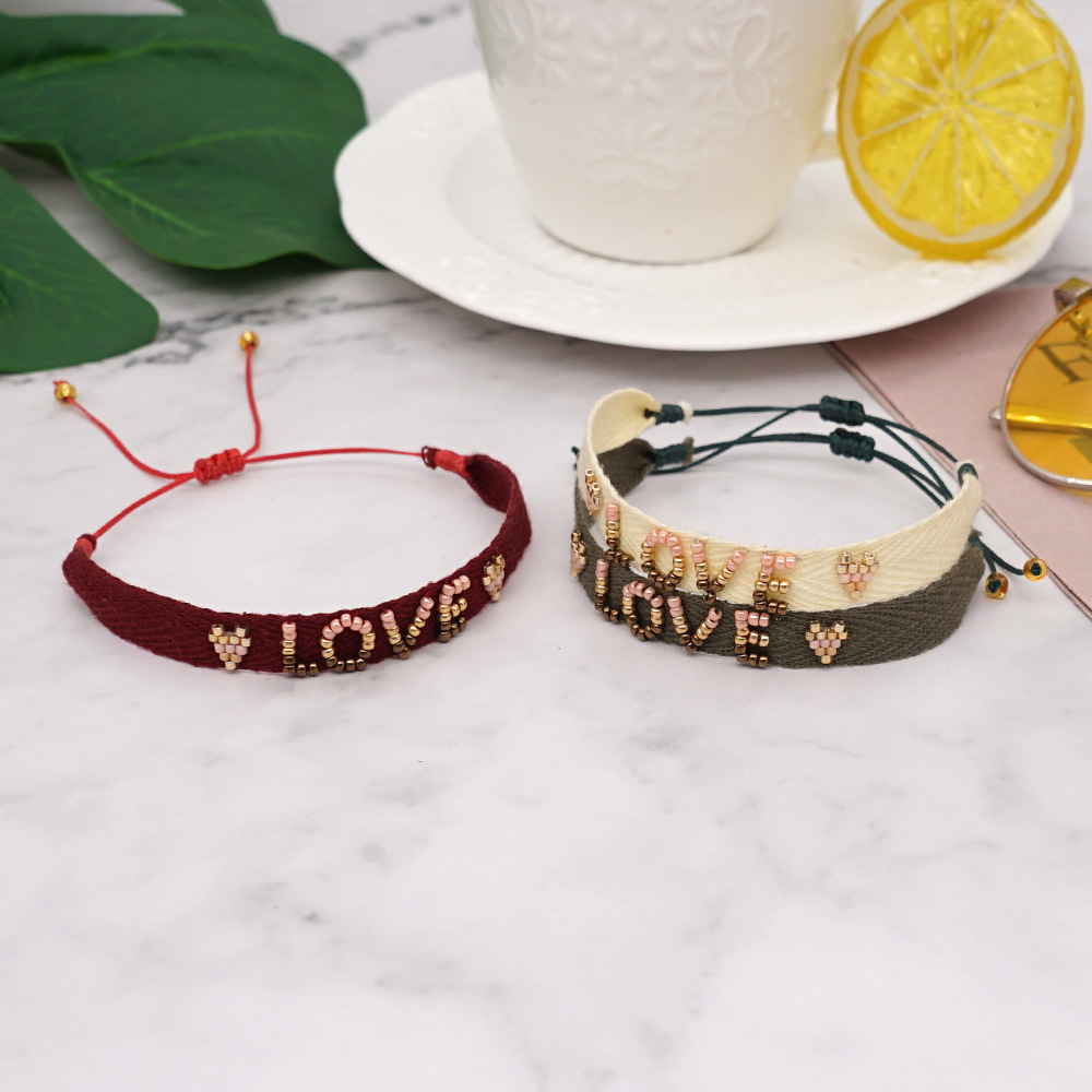 Ethnic Style Letter Fabric Beaded Braid Womenu0027S Bracelets 1 Piece