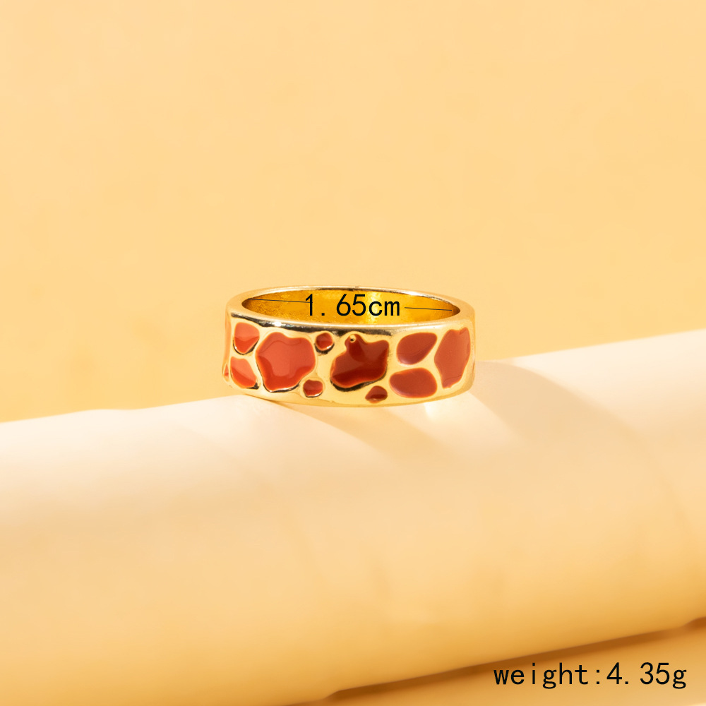 fashion mushroom ring cartoon letter leopard pattern dripping oil ring