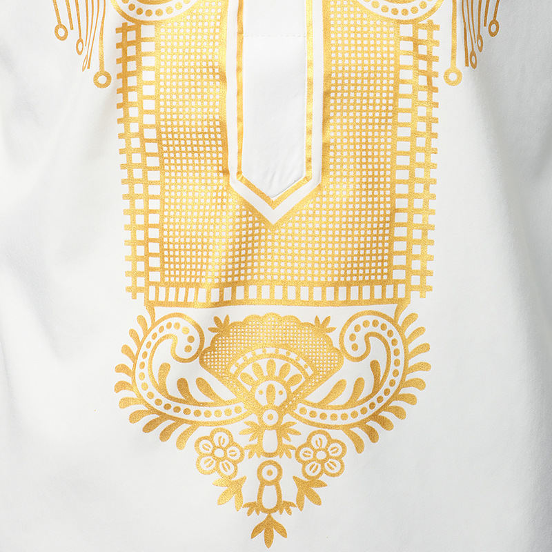 Men's clothing stand collar printed totem long shirt_viptrois.com