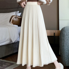 针织流苏半身裙女2025秋冬新款气质显瘦高腰大摆伞裙毛线中长裙女