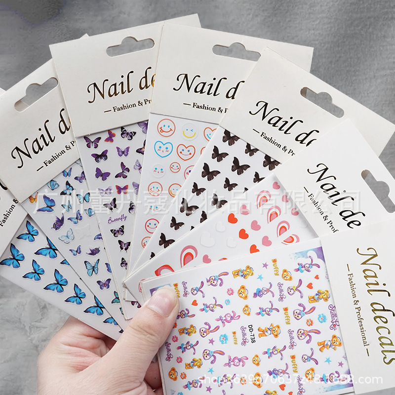 Nail Art Stickers Thin Tough Cartoon Love Mickey Butterfly Star Dailou Rabbit Princess Milk Pattern Nail Decal Adhesive