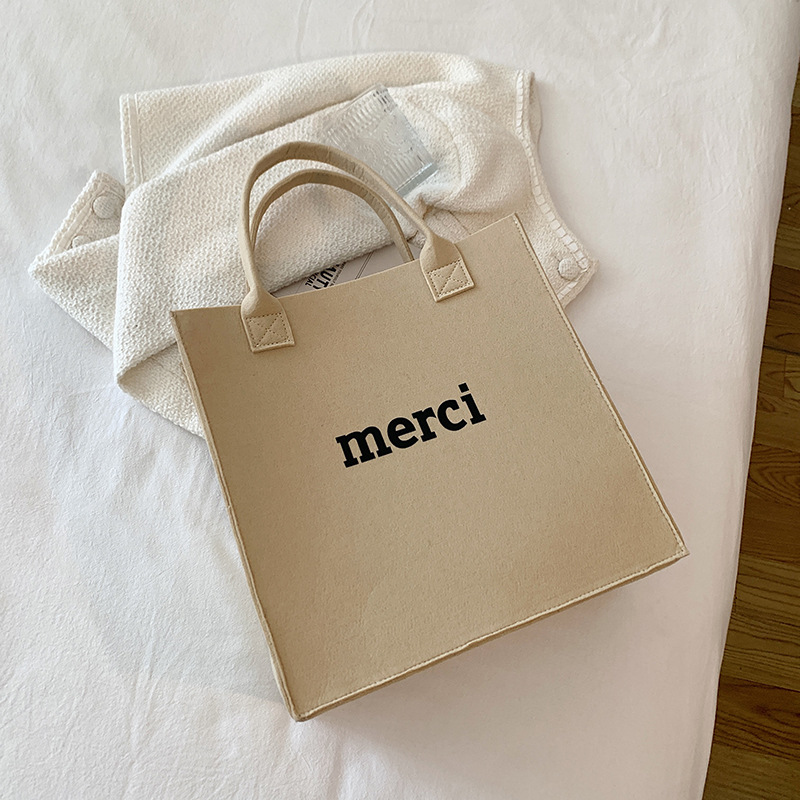 Bolsos de fieltro de gran capacidad, simples y versátiles, bolsos de mujer, bolsos bento, bolsos de viaje convenientes, bolsos de compras