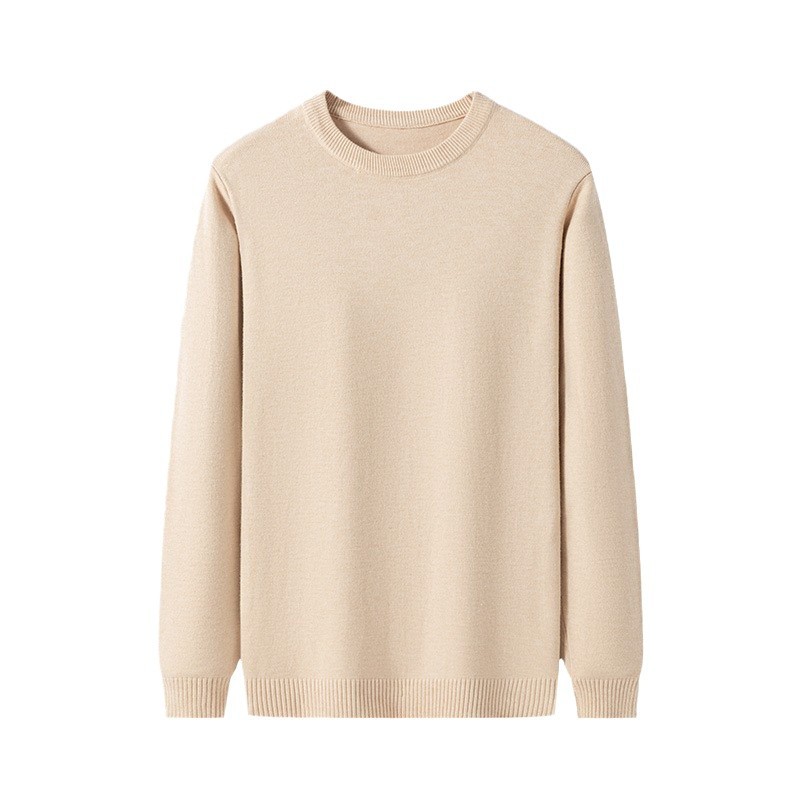 Suéter al por mayor de fábrica para hombre camisa de fondo de color sólido con cuello redondo 2025 nuevo suéter casual suéter de punto para hombre comercio exterior de moda