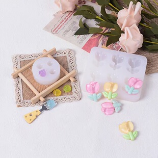 Mini poop 6 tulips silicone mold sugar cake mold clay mold drop mold chocolate mold