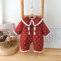 Baby's New Year's Eve clothes in auspicious red, padded jacket for winter, warm New Year infant outfit, cute outerwear for going out