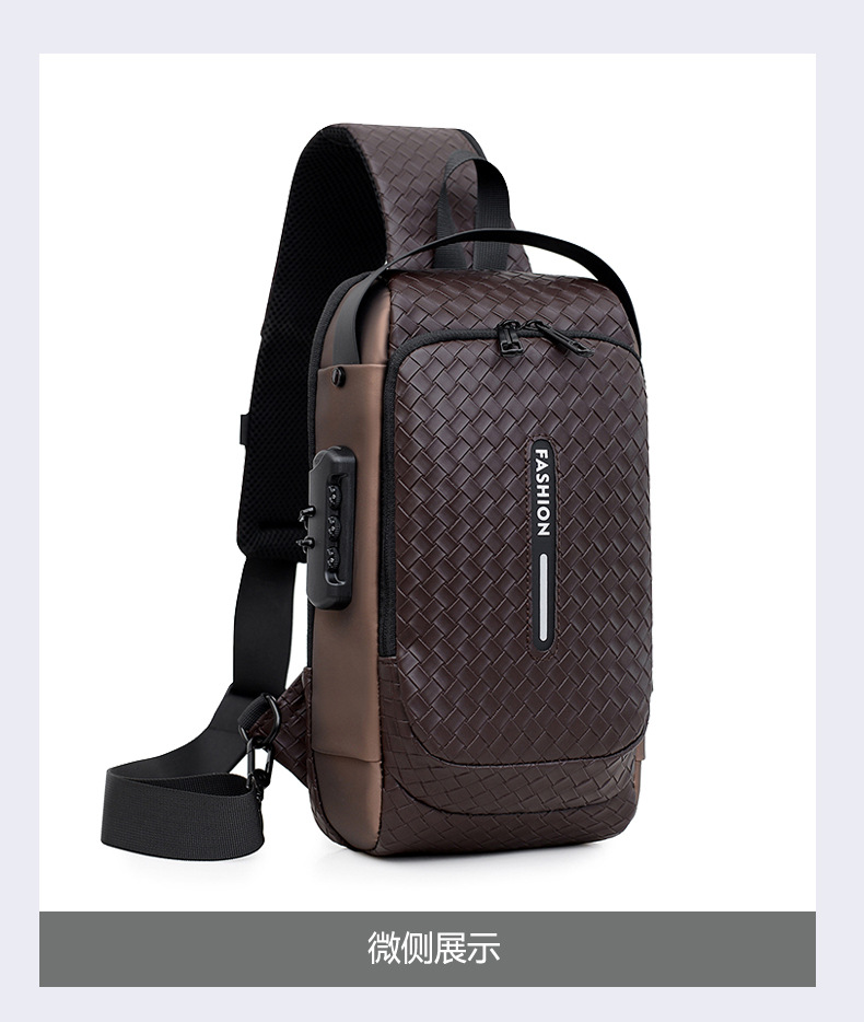 Cross-border men's chest bag, anti-theft password lock, single-shoulder bag, casual and simple crossbody bag, water-resistant outdoor storage chest bag undefined