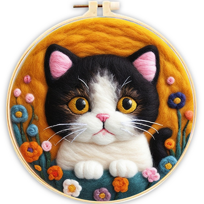 GATYZTORY needle felt entry wool felt painting with embroidery frame needle felt supplies for beginners home