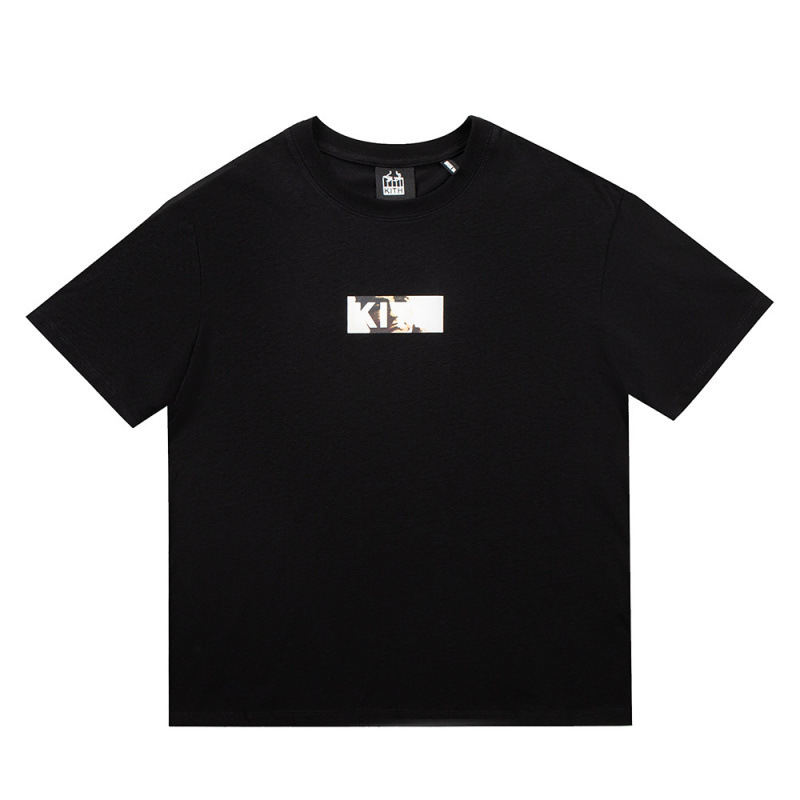 American Fashion Brand Th Collaboration with the Godfather, Box Logo Printed Short-Sleeve Loose Round-Neck Couple T-Shirt for Men and Women