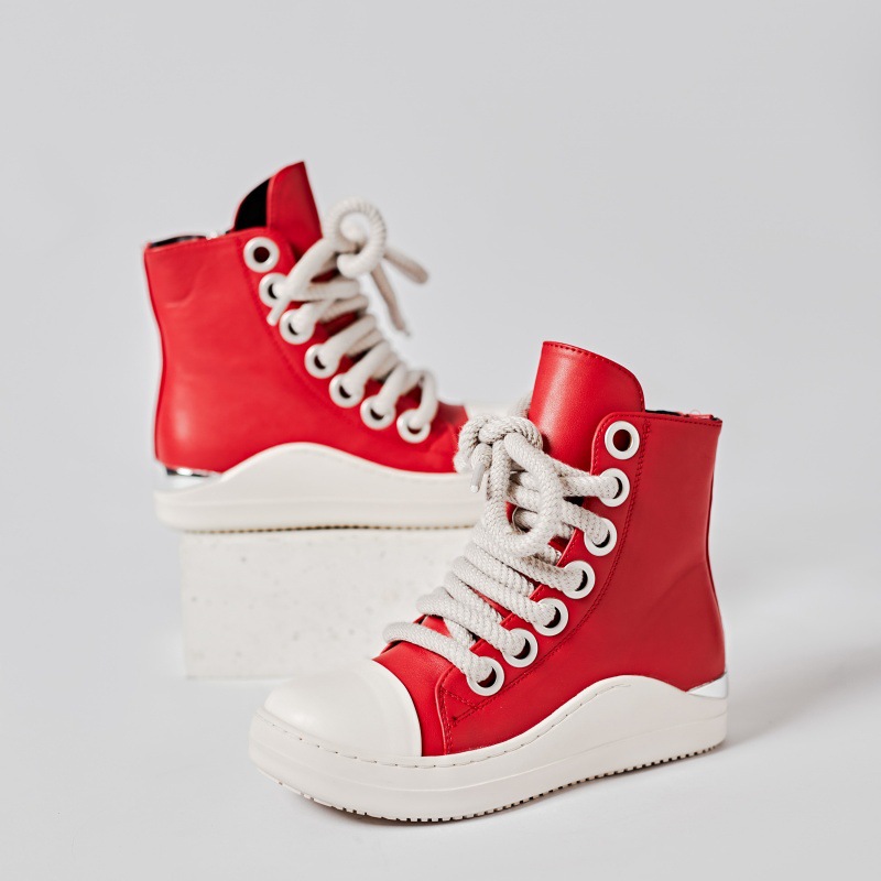 2024 Herbst und Winter neue dicke Sohlen Persönlichkeit High Top Schuhe für Frauen Außenhandel Paare Turnschuhe große Größe_voghion.com