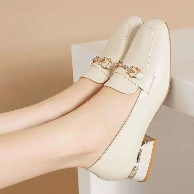 Женские лоферы из натуральной мягкой кожи, новинка 2025 года, британский стиль, неглубокий вырез, повседневные, универсальные, нескользящие, на одной ноге, рабочие кожаные туфли