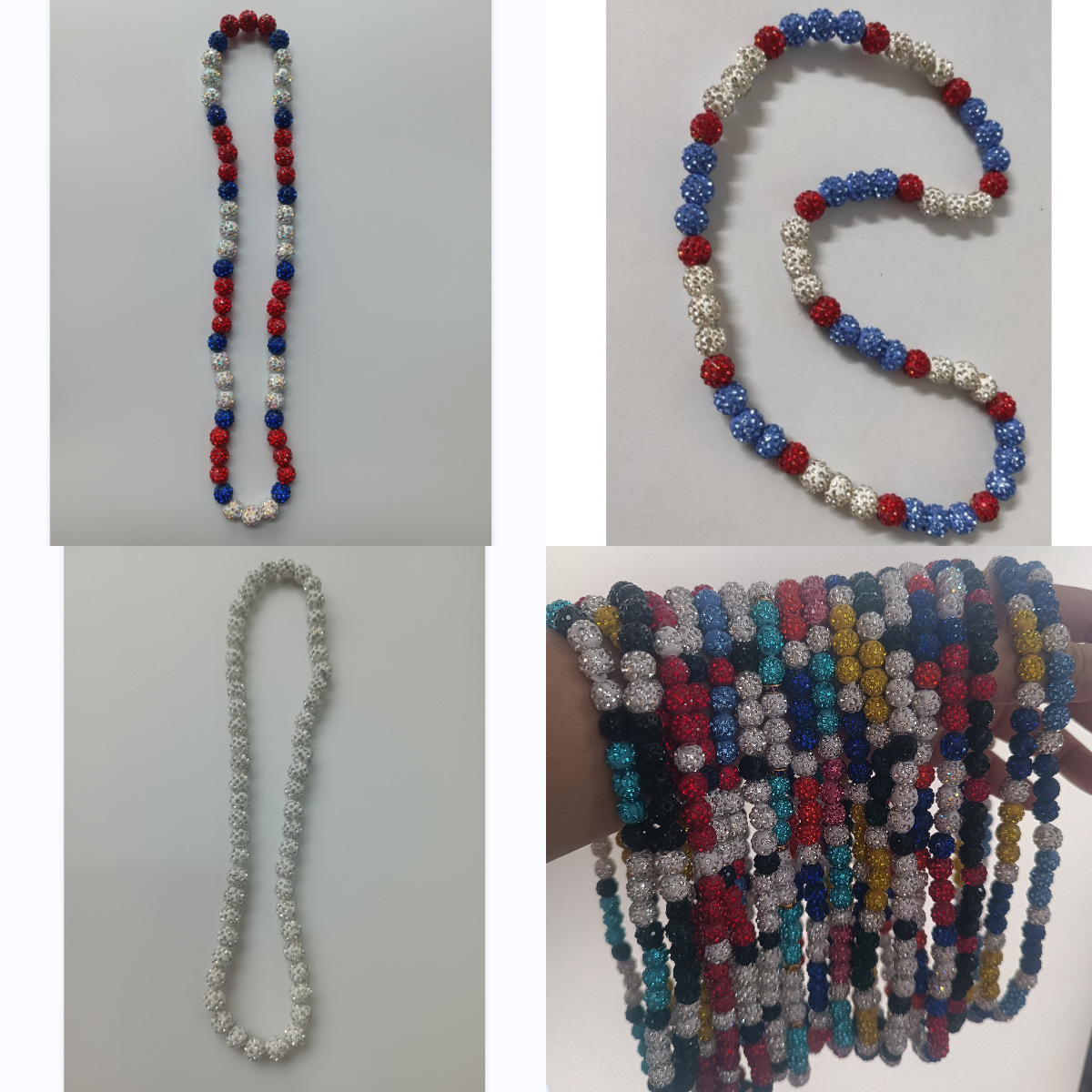 8 10mmAB软陶泥钻球弹力线香巴拉项链亚马逊跨境嘻哈白紫棒球j463