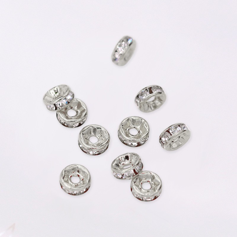 Anillo de diamante espaciador cuentas pulsera de color diamante espaciador rueda llanta 4/6/8/10/12mm DIY joyería accesorios hechos a mano