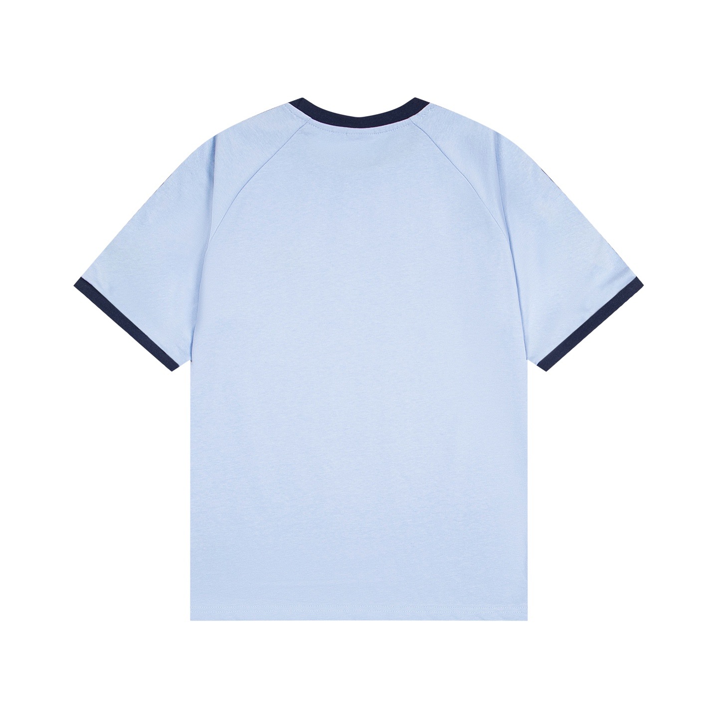 High Version Jennie Style American Striped Raglan Short Sleeve Small Logo Embroidery Unisex Loose Top 4