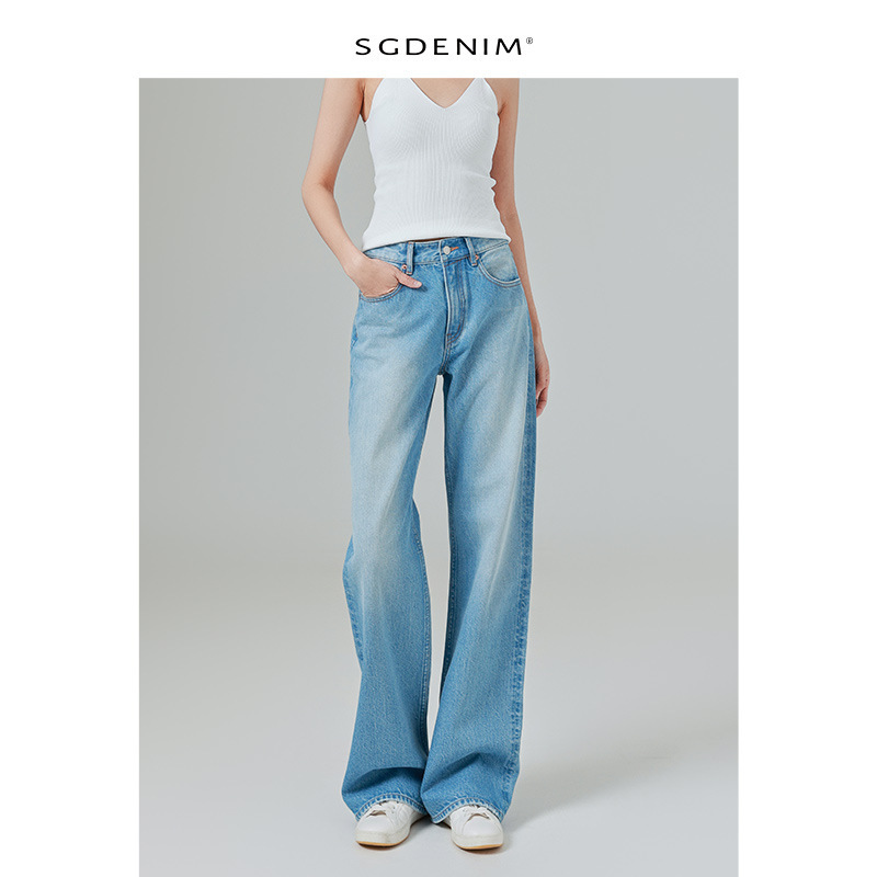 【Affordable Alternative to Big Brands】Ac Style/High-Waisted Straight-Leg Loose Fit Slightly Curved Wide-Leg Floor-Length Jeans for Women Spring 2026 【Affordable Alternative to Big Brands】Ac Style/High-Waisted Straight-Leg Loose Fit Slightly Curved Wide-Leg Floor-Length Jeans for Women Spring 2026