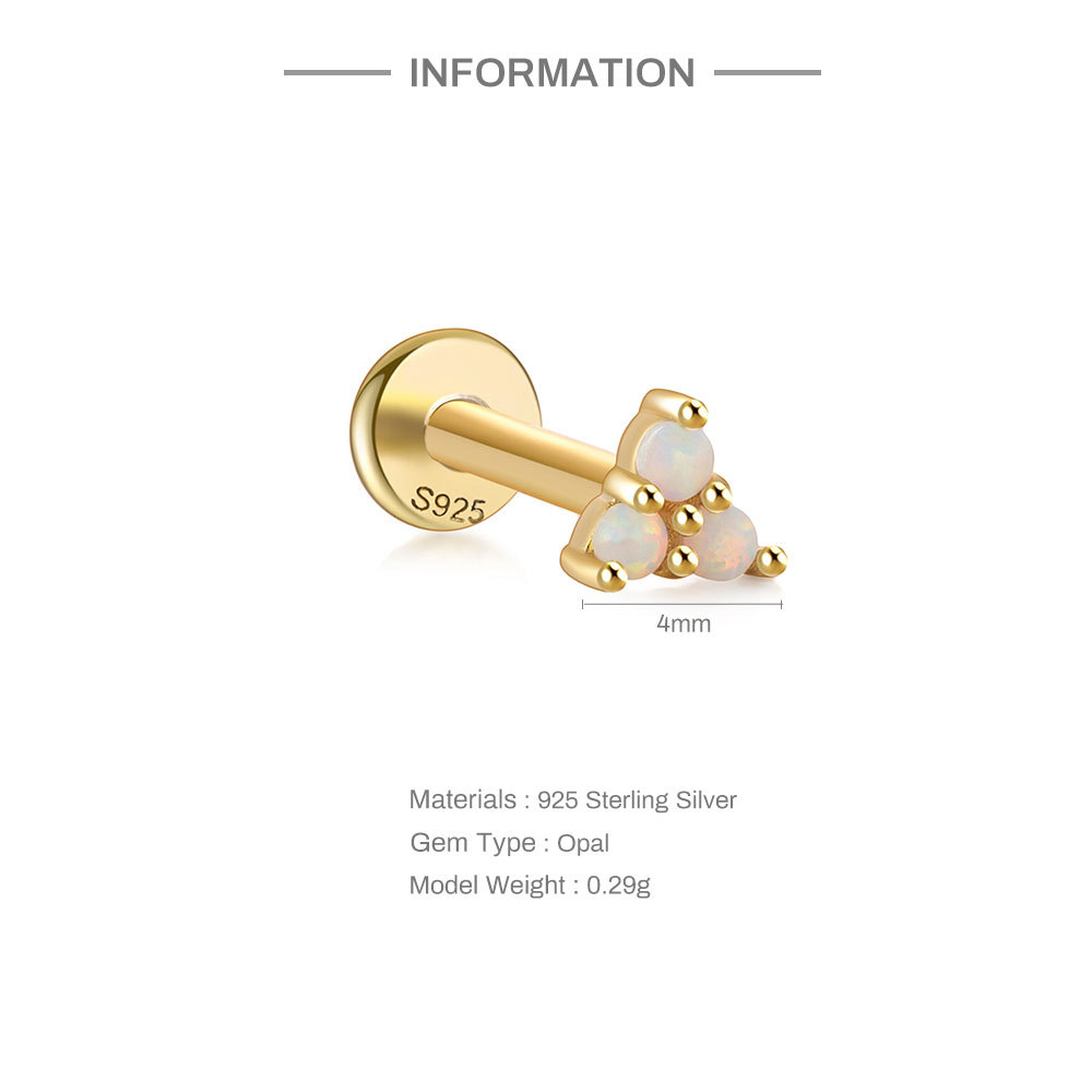 Fashion Square Water Droplets Paw Print Silver Inlay Zircon Ear Studs 1 Piece display picture 6