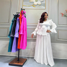 2025新款女装套装超大码时装两件套上衣百褶长裙三宅褶皱跨境套装