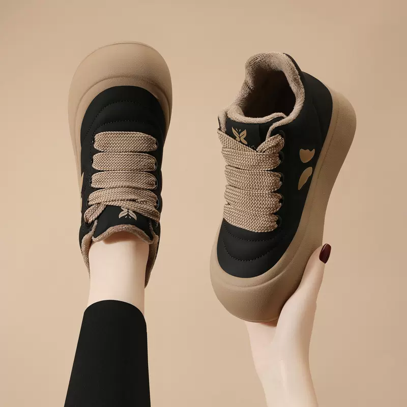 面包鞋女2025新款秋冬季时尚百搭高帮休闲鞋厚底增高板鞋运动鞋