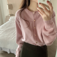 Ceiils 2024 冬ピンクの優しいセーター、女性用ラブボタン付きニットカーディガン、ゆったりとしたショートスタイル