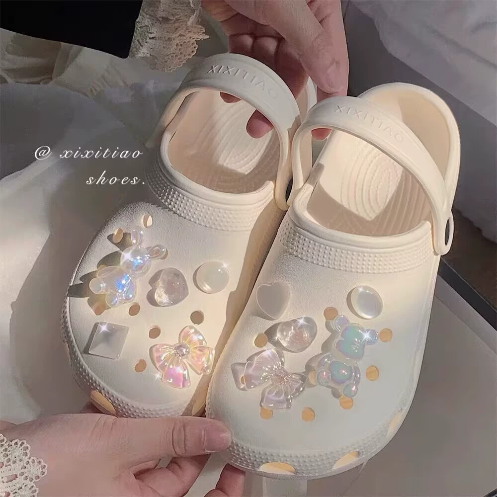Shoe Charms Blue Secret A10 — Starfish Shell Decorative Buckles for Hole Shoes, Resin Pearls