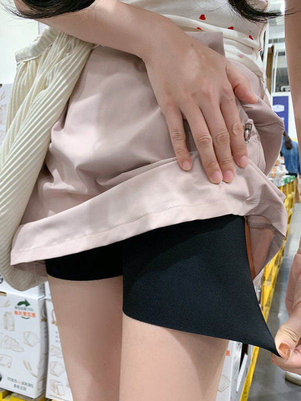 ピンクの速乾性作業服スカート女性のための夏 2025 新しいスリムアイスシルク A ラインスカート露出防止ヒップカバースカート|undefined