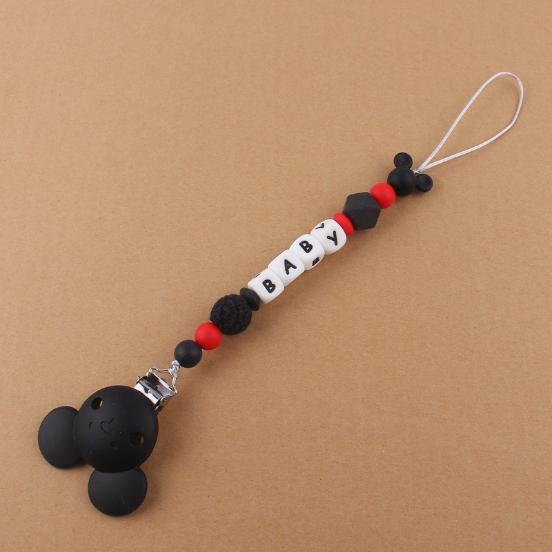 Nuevo bebé suministros animal de dibujos animados de silicona chupete clip calmante bebé DIY mordedura chupete cadena anti-gota