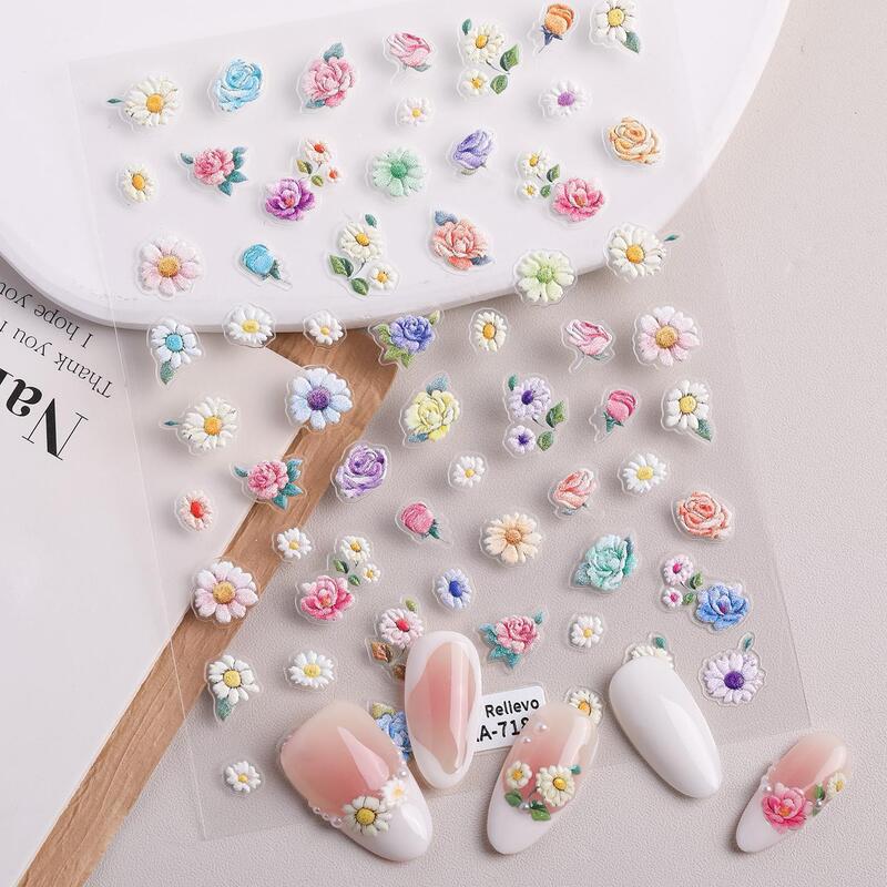Spring Warm Little Flower Nail Stickers 5D Relief Stereo Fresh Oil Painting Flower Nail Art Stickers Jewelry Ca Style Spring Warm Little Flower Nail Stickers 5D Relief Stereo Fresh Oil Painting Flower Nail Art Stickers Jewelry Ca Style