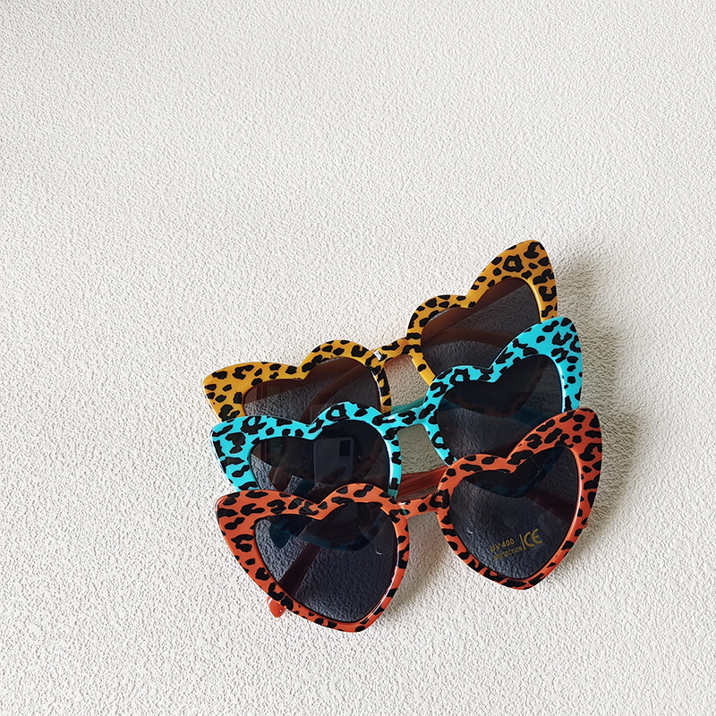 Outdoor, Travel Occasion Heart Shape, Leopard Pattern Retro Heart Shape Leopard PC UV400 Protection Special-Shaped Mirror Full Frame Kids Sunglasses