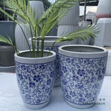 青花瓷发财树花盆陶瓷创意大号种树个性客厅落地花缸高