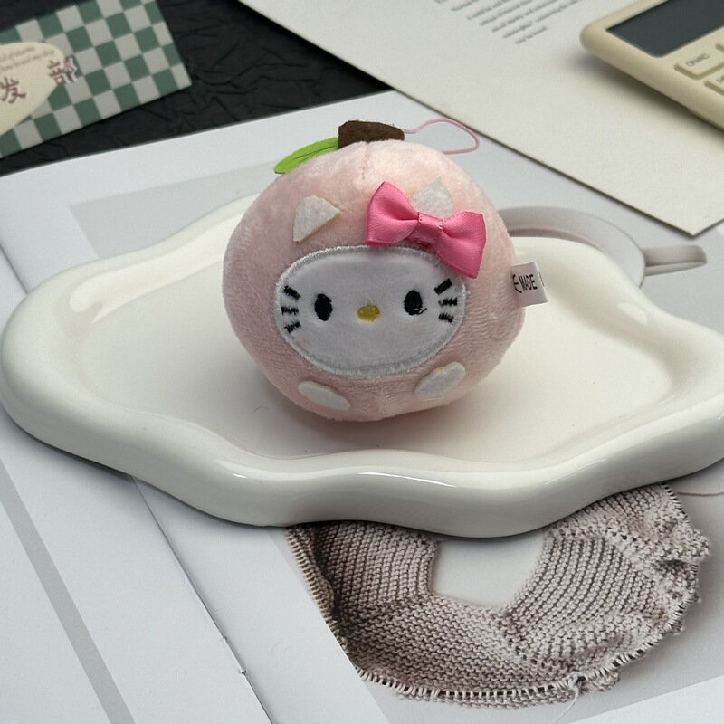 可爱苹果KT猫公仔小挂件三丽鸥hellokitty挂件毛绒公仔钥匙扣挂饰|undefined